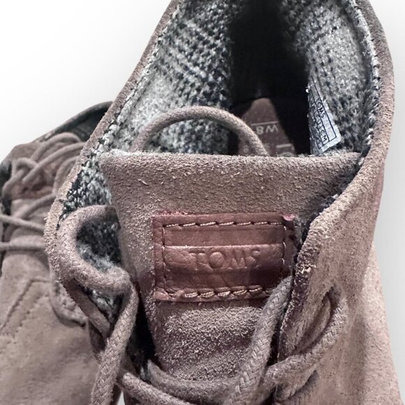 Toms Suede Desert Wedges Ankle Boots Lace-Up Booties Taupe Beige Size Womens 8 - Picture 7 of 16